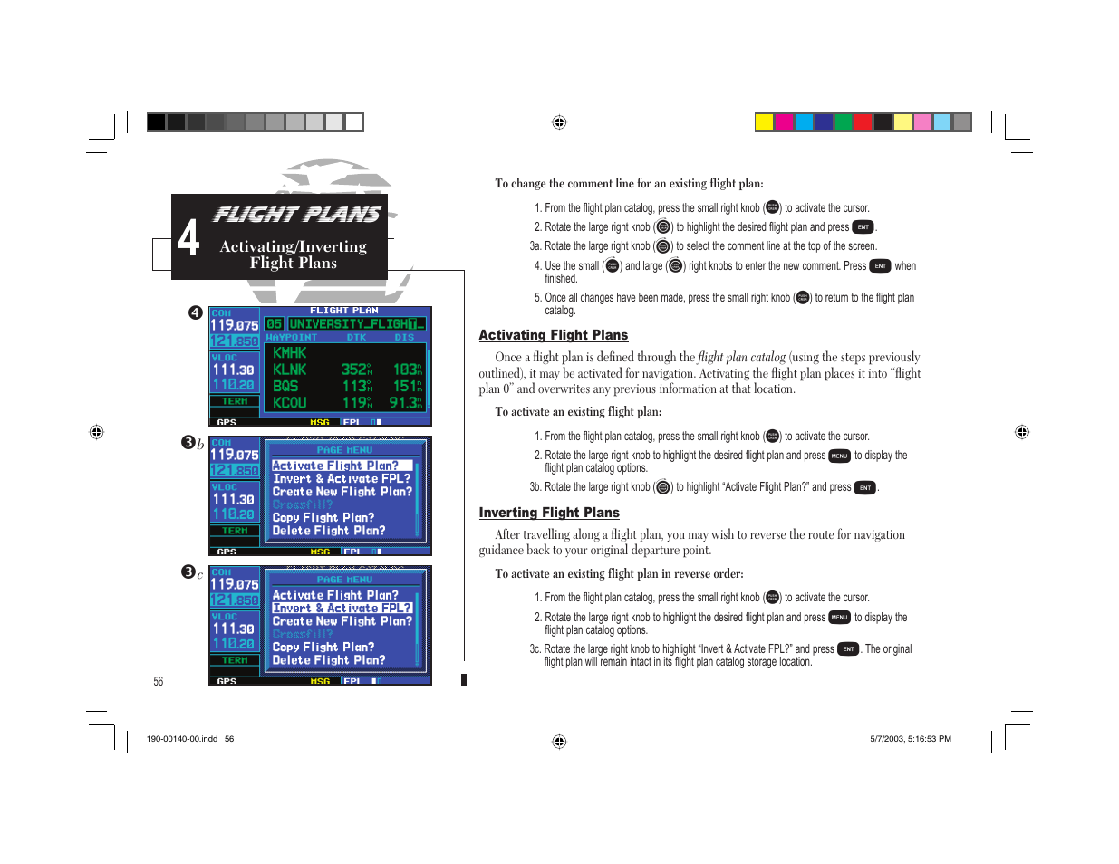 Flight plans | Garmin GNS 430 User Manual | Page 64 / 204