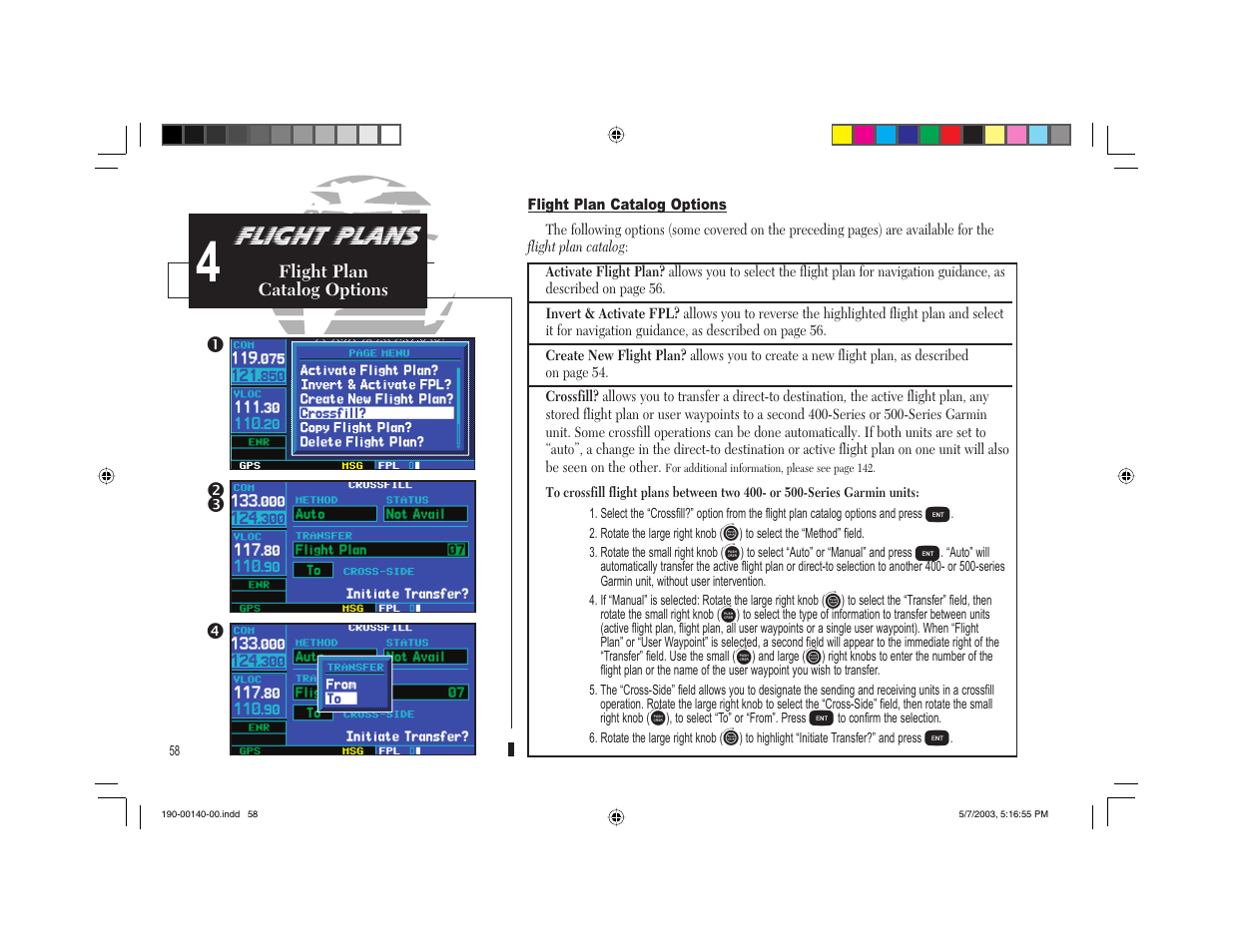Flight plans, Qn o p | Garmin GNS 430 User Manual | Page 66 / 204