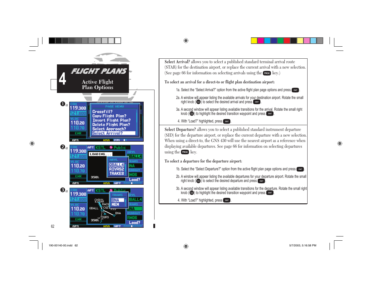 Flight plans | Garmin GNS 430 User Manual | Page 70 / 204