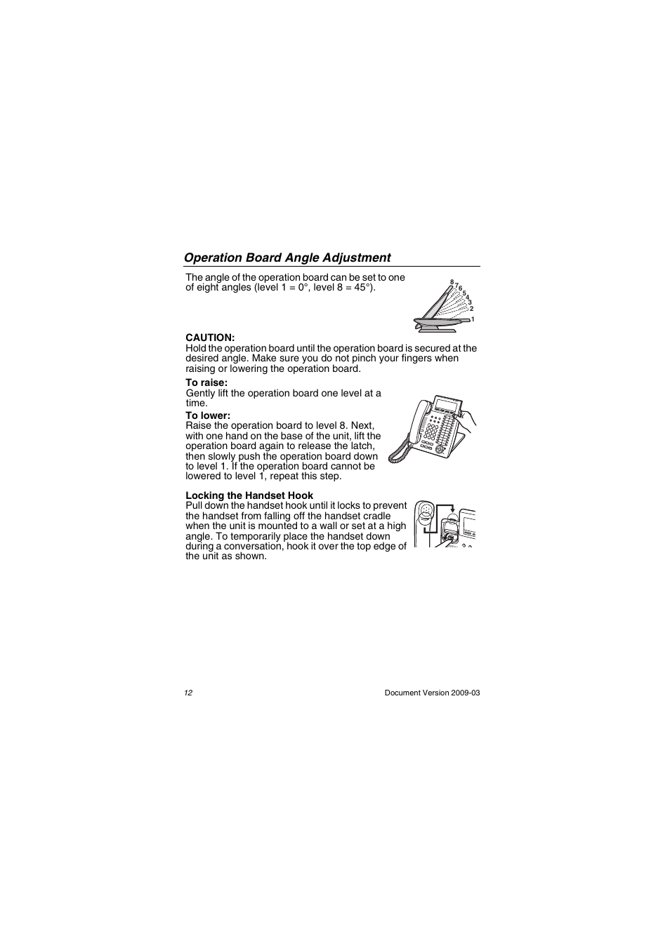 Operation board angle adjustment | Panasonic kx-dt343 User Manual | Page 12 / 24