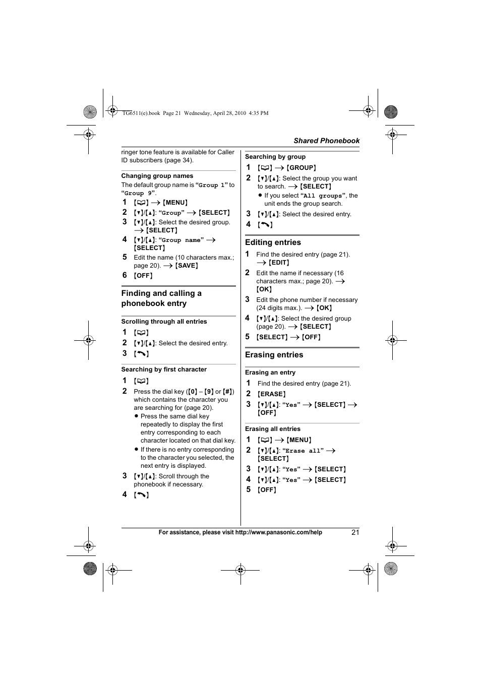 Panasonic KX-TG6511 User Manual | Page 21 / 64