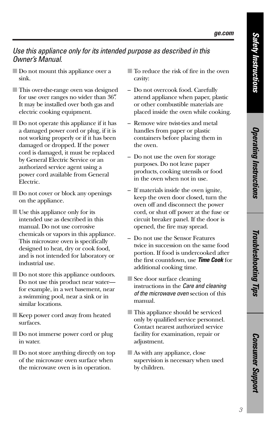 GE spacemaker xl1800 User Manual | Page 3 / 88