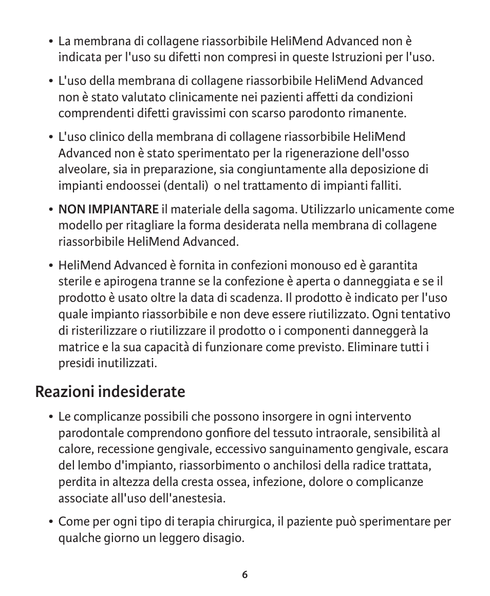 Reazioni indesiderate | Integra LifeSciences Collagen Membrane, HeliMend Advanced  User Manual | Page 49 / 65