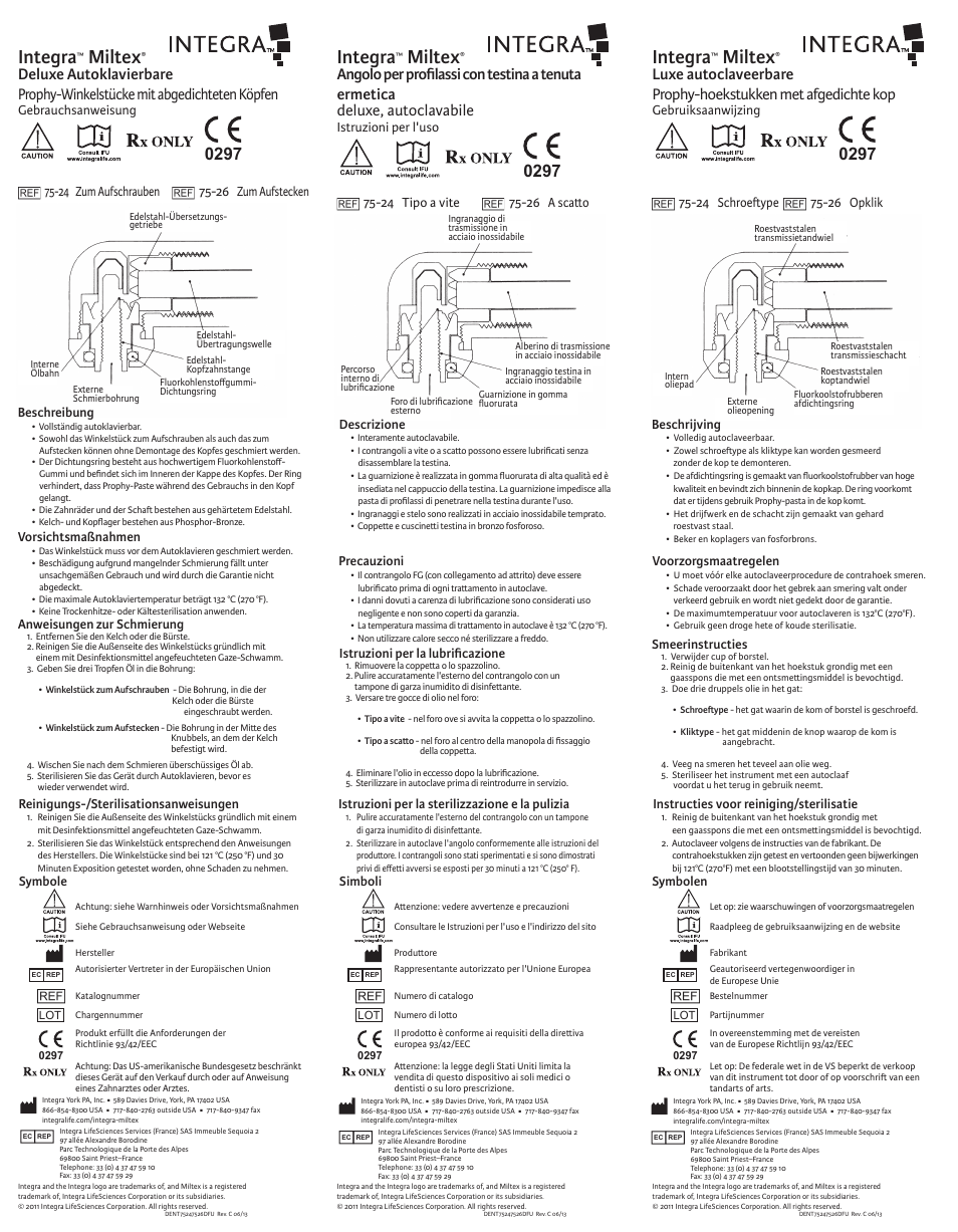 Integra, Miltex | Integra LifeSciences Prophy Angles, Sealed Head  User Manual | Page 2 / 2