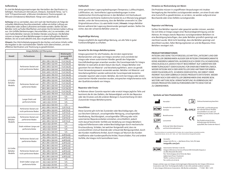 Integra LifeSciences Sterilization Containers, Miltex User Manual | Page 6 / 12