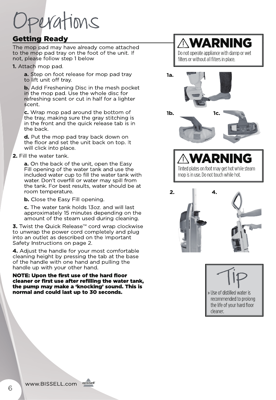 Awarning, Getting ready | Bissell 11323 User Manual | Page 6 / 12