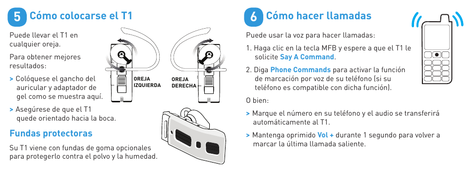 Cómo colocarse el t1, Cómo hacer llamadas | BlueAnt T1 User Manual | Page 14 / 24