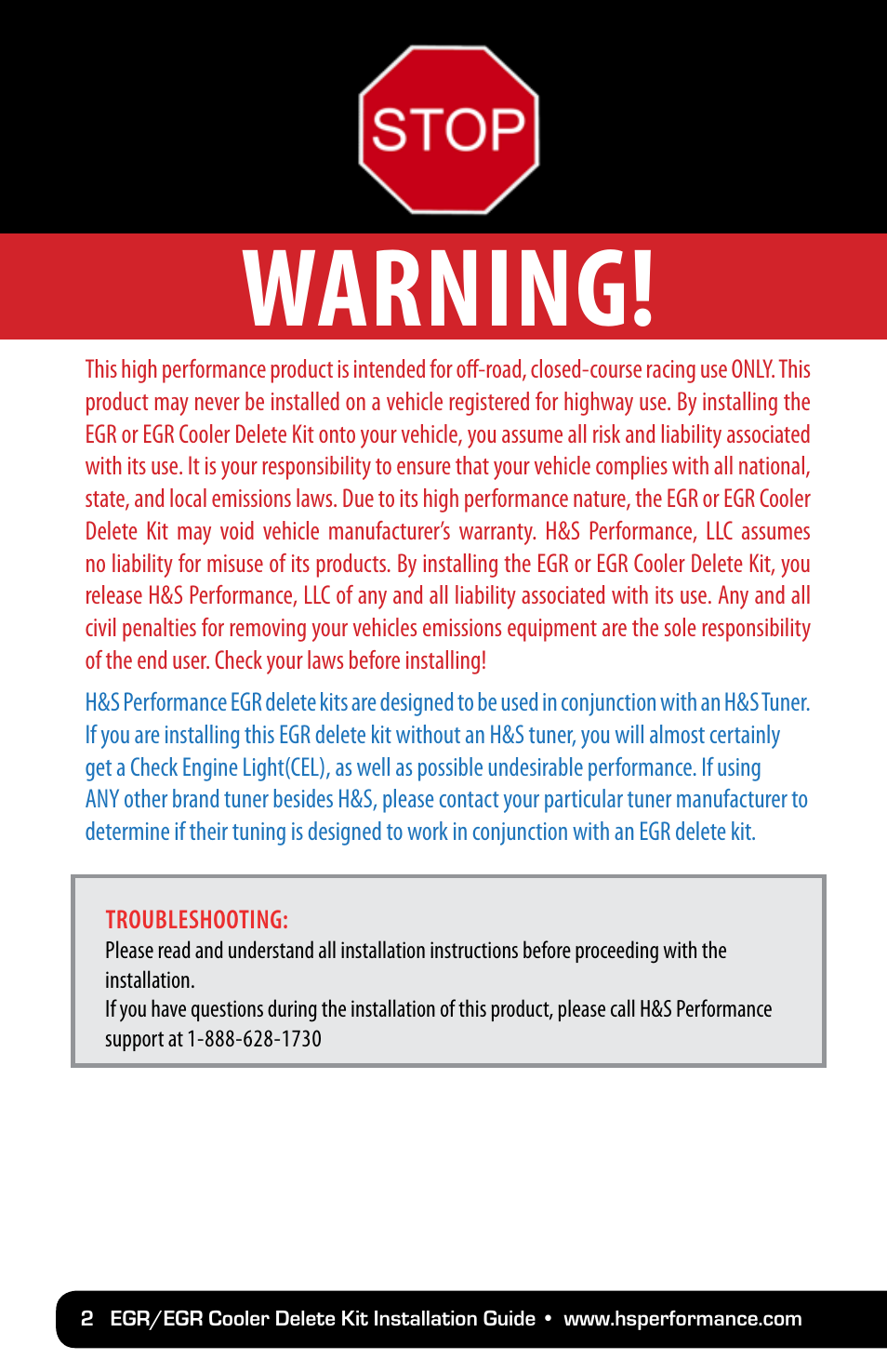 Warning | FLO~PRO 301005 User Manual | Page 2 / 20
