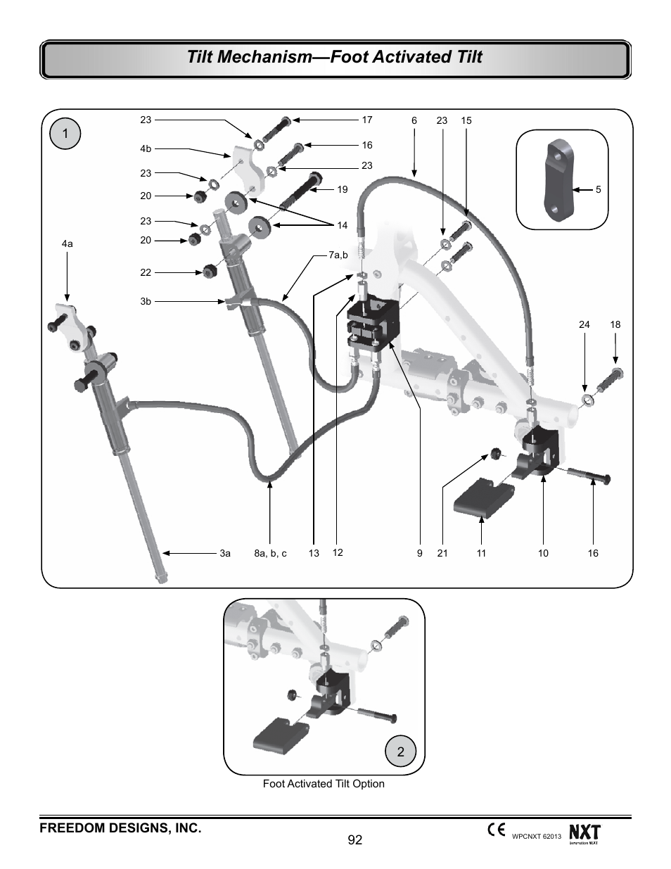 Tilt mechanisms, cables & cable releases, Foot activated tilt, Tilt mechanism—foot activated tilt | Freedom Designs Freedom NXT User Manual | Page 101 / 182