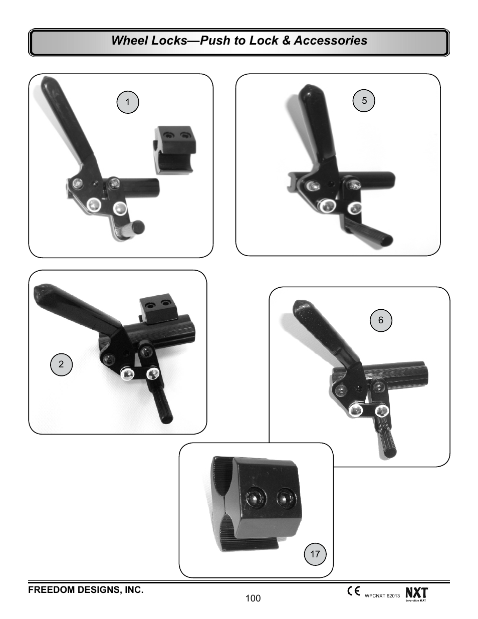 Wheel locks, Push to lock wheel locks, Wheel locks—push to lock & accessories | Freedom Designs Freedom NXT User Manual | Page 109 / 182