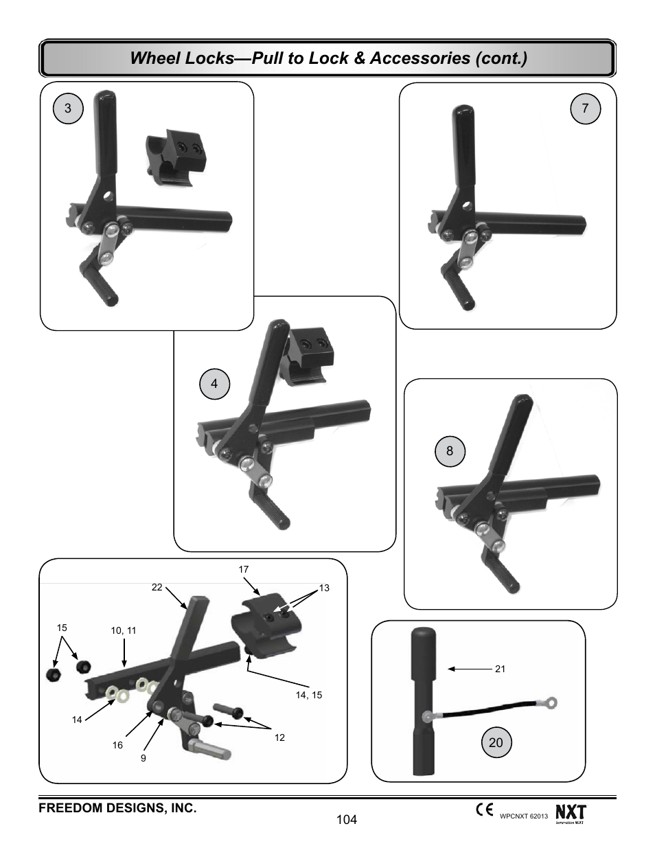 Wheel locks—pull to lock & accessories (cont.) | Freedom Designs Freedom NXT User Manual | Page 113 / 182