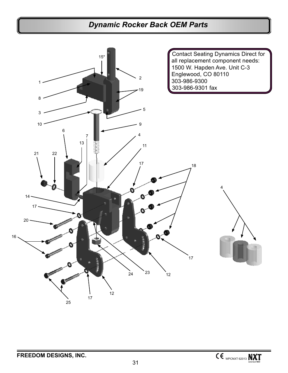 For individual com, Ponents available, Directly from seat | Ing dynamics, Dynamic rocker back oem parts | Freedom Designs Freedom NXT User Manual | Page 40 / 182