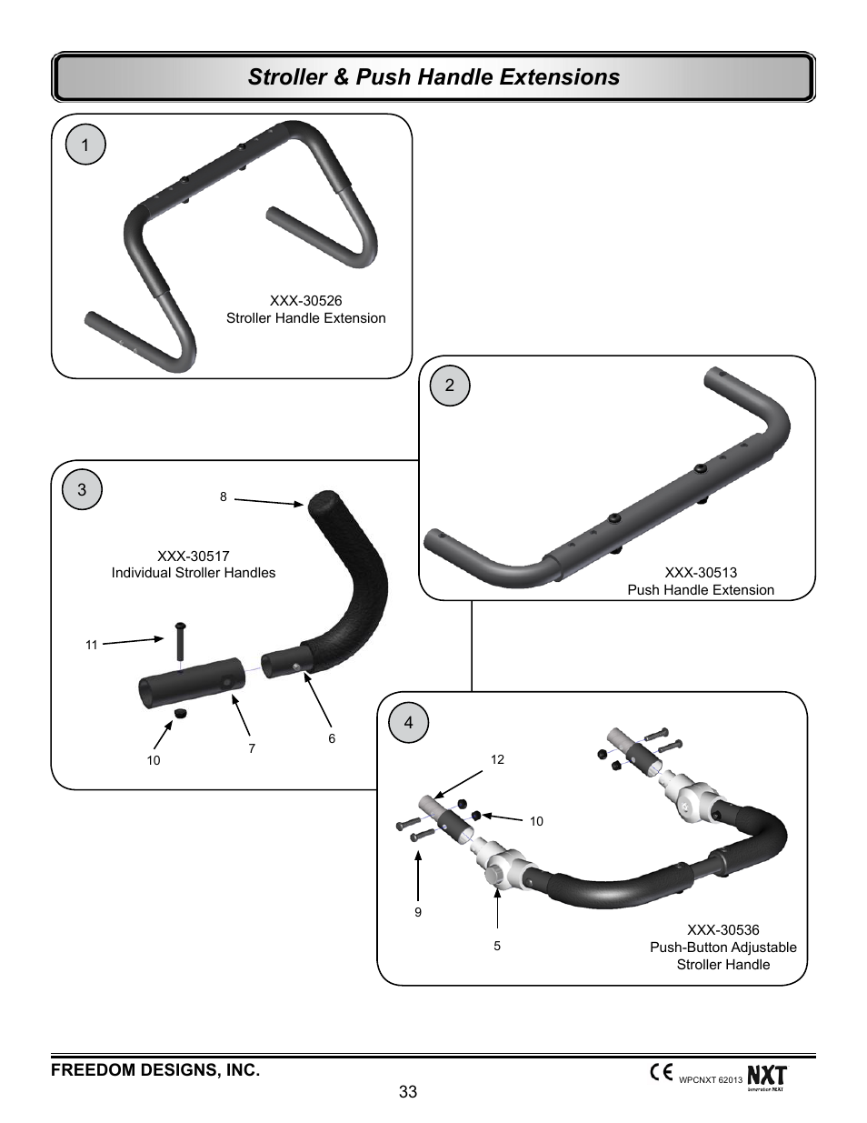 Stroller & push handle extensions | Freedom Designs Freedom NXT User Manual | Page 42 / 182