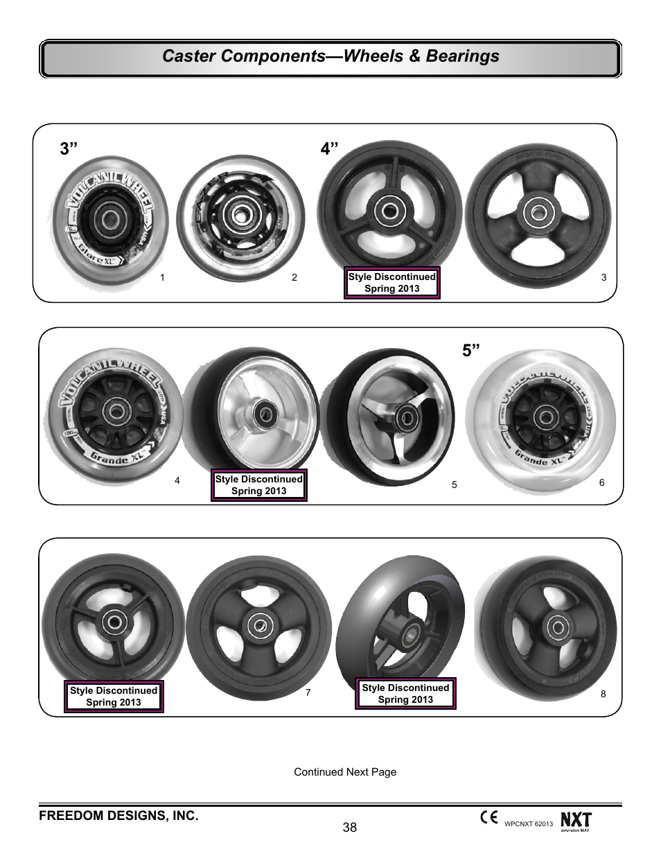 Caster wheels, Caster components—wheels & bearings | Freedom Designs Freedom NXT User Manual | Page 47 / 182
