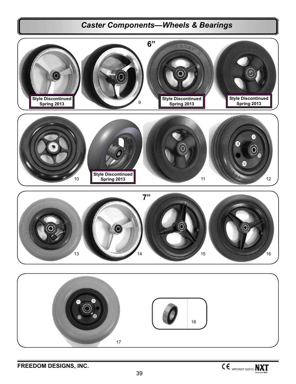 Caster components—wheels & bearings | Freedom Designs Freedom NXT User Manual | Page 48 / 182