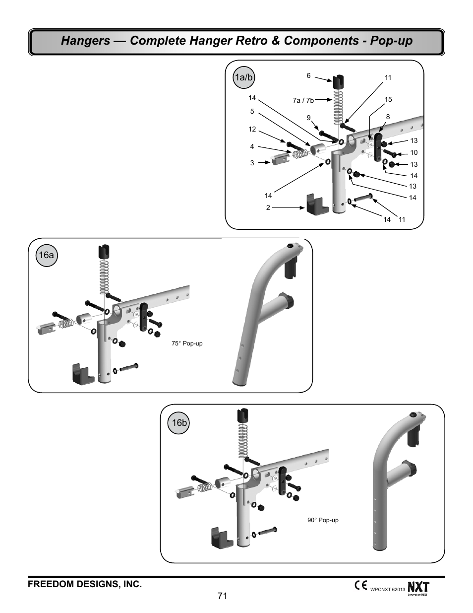 Hanger retrofit kit - pop-up | Freedom Designs Freedom NXT User Manual | Page 80 / 182