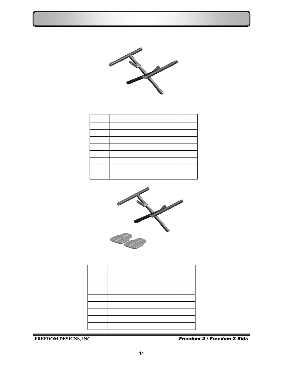 Cross brace growth kits | Freedom Designs Freedom 2 User Manual | Page 16 / 40