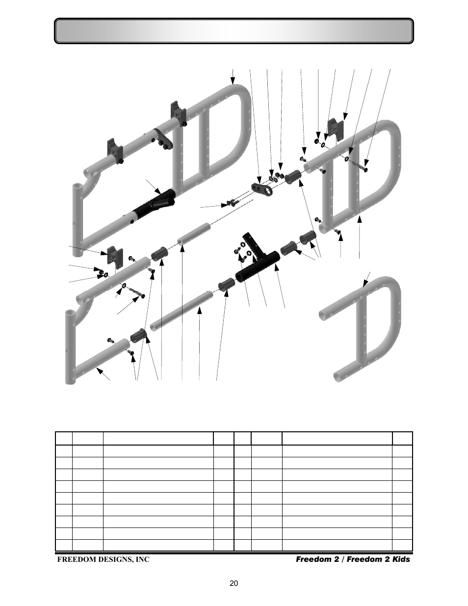 Frames—with seat sling cross brace | Freedom Designs Freedom 2 User Manual | Page 22 / 40