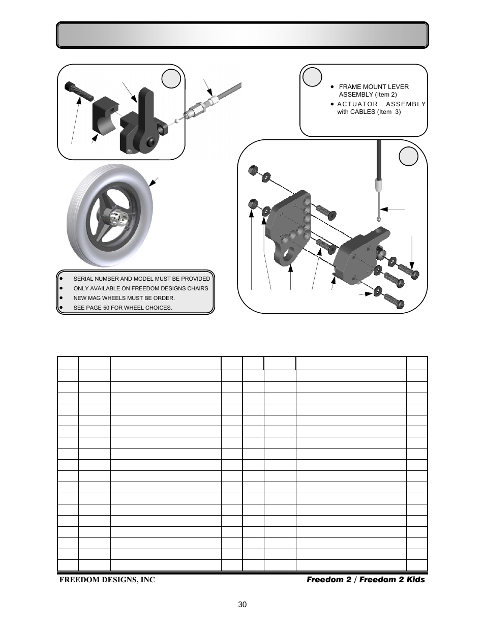 Hub lock, 30 freedom designs, inc, Freedom 2 / freedom 2 kids | Freedom Designs Freedom 2 User Manual | Page 32 / 40