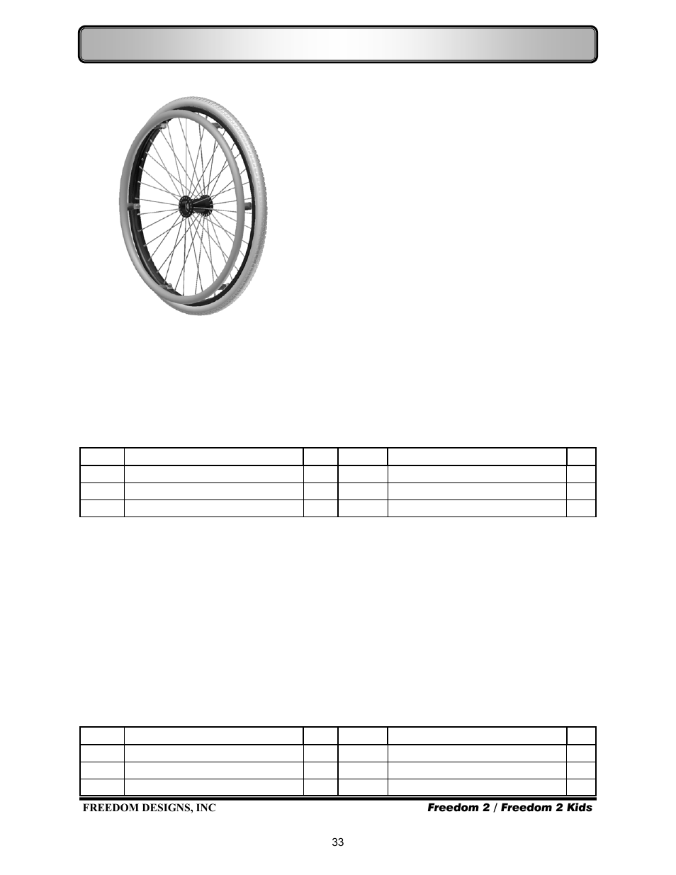 Wheels—spoke assemblies | Freedom Designs Freedom 2 User Manual | Page 35 / 40
