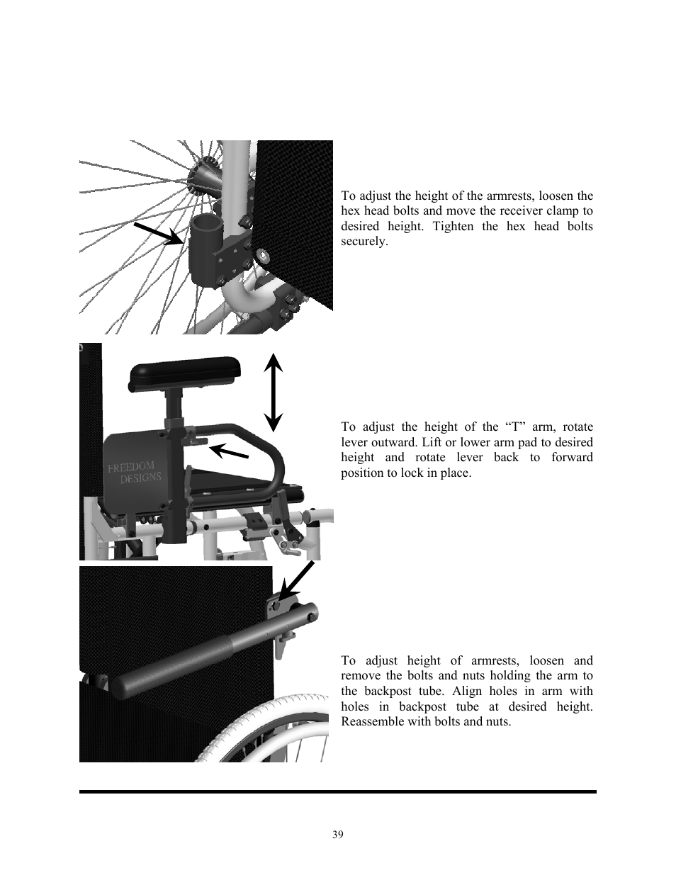 Freedom 2 / freedom 2 kids adjustments | Freedom Designs Freedom 2 User Manual | Page 39 / 46