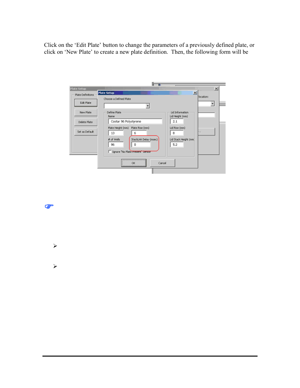 Stacklink delay (msec) | Hudson Robotics LabLinx User Manual | Page 18 / 34