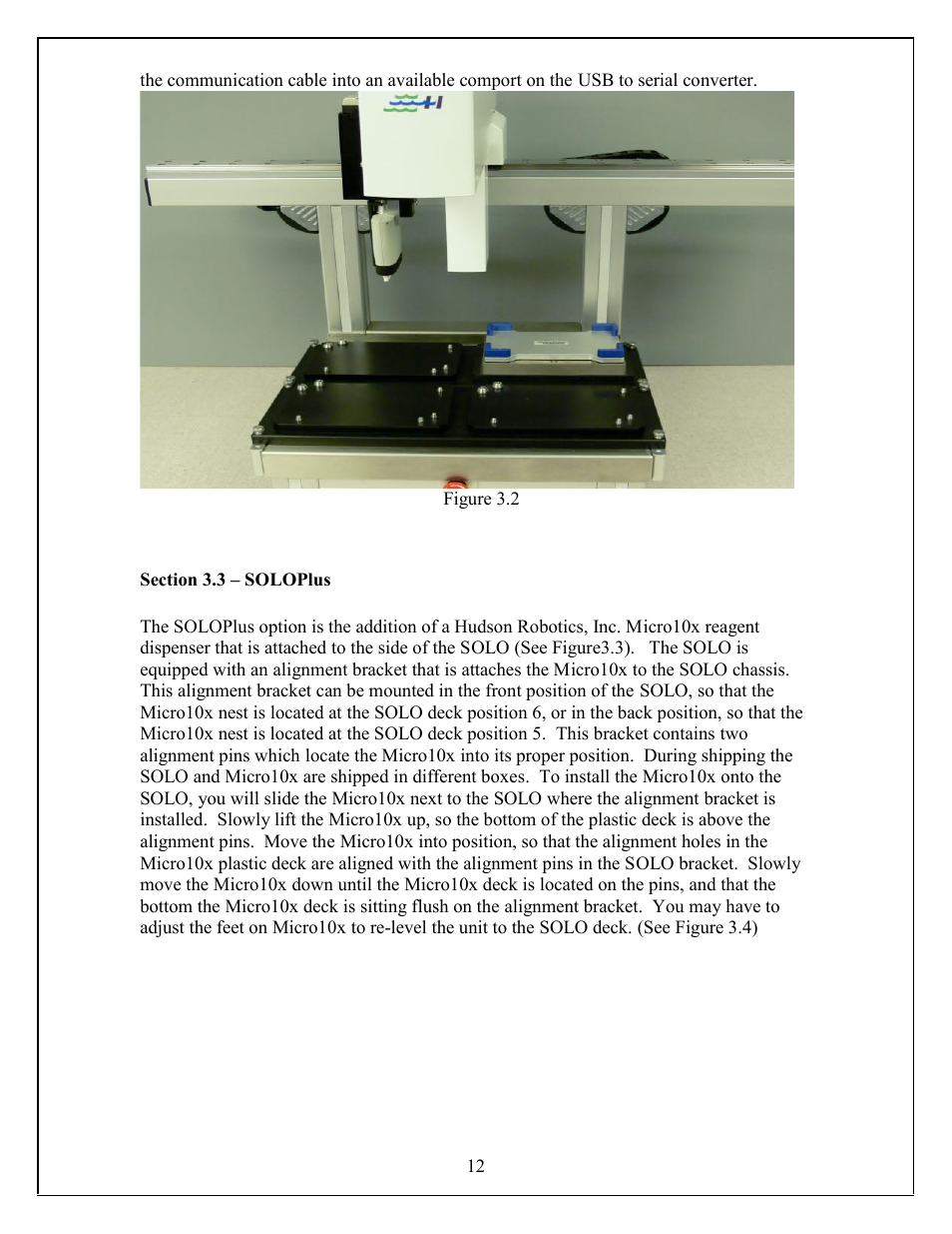 Hudson Robotics SOLO User Manual | Page 12 / 54