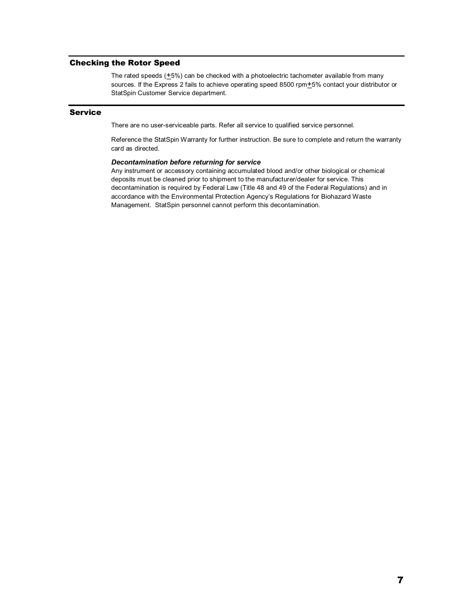 Iris Sample Processing StatSpin® Express 2 Primary Tube Centrifuge User Manual | Page 11 / 15