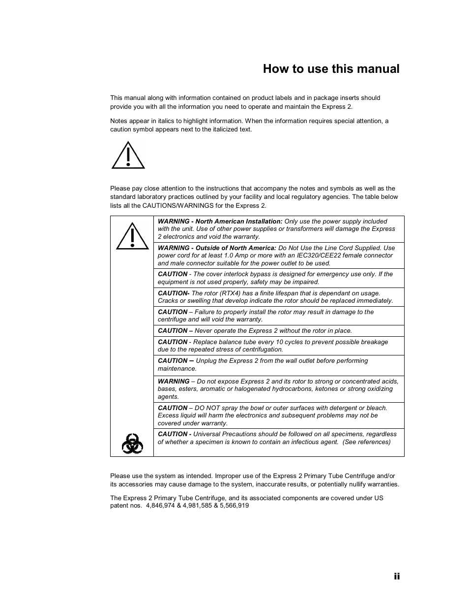 How to use this manual | Iris Sample Processing StatSpin® Express 2 Primary Tube Centrifuge User Manual | Page 4 / 15