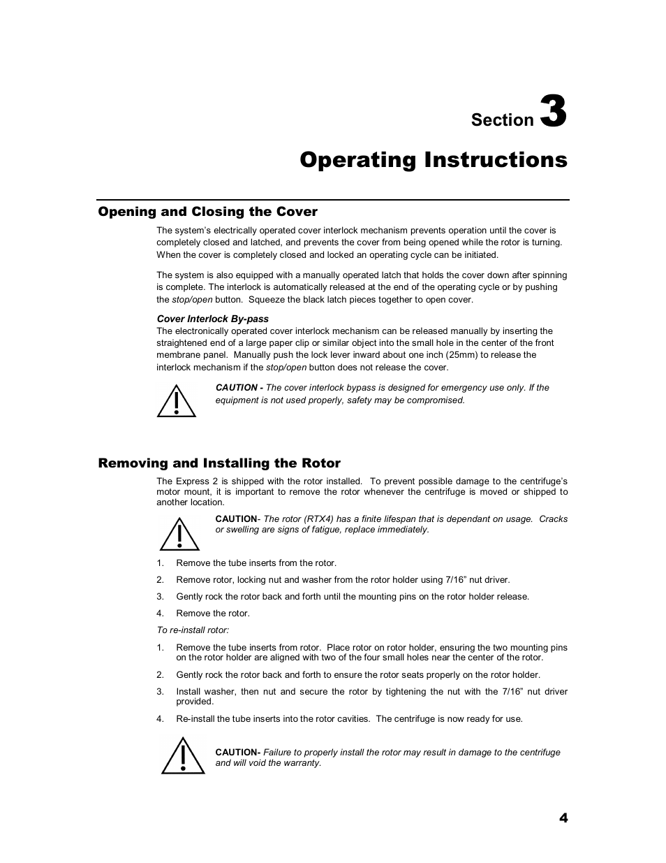 Operating instructions | Iris Sample Processing StatSpin® Express 2 Primary Tube Centrifuge User Manual | Page 8 / 15