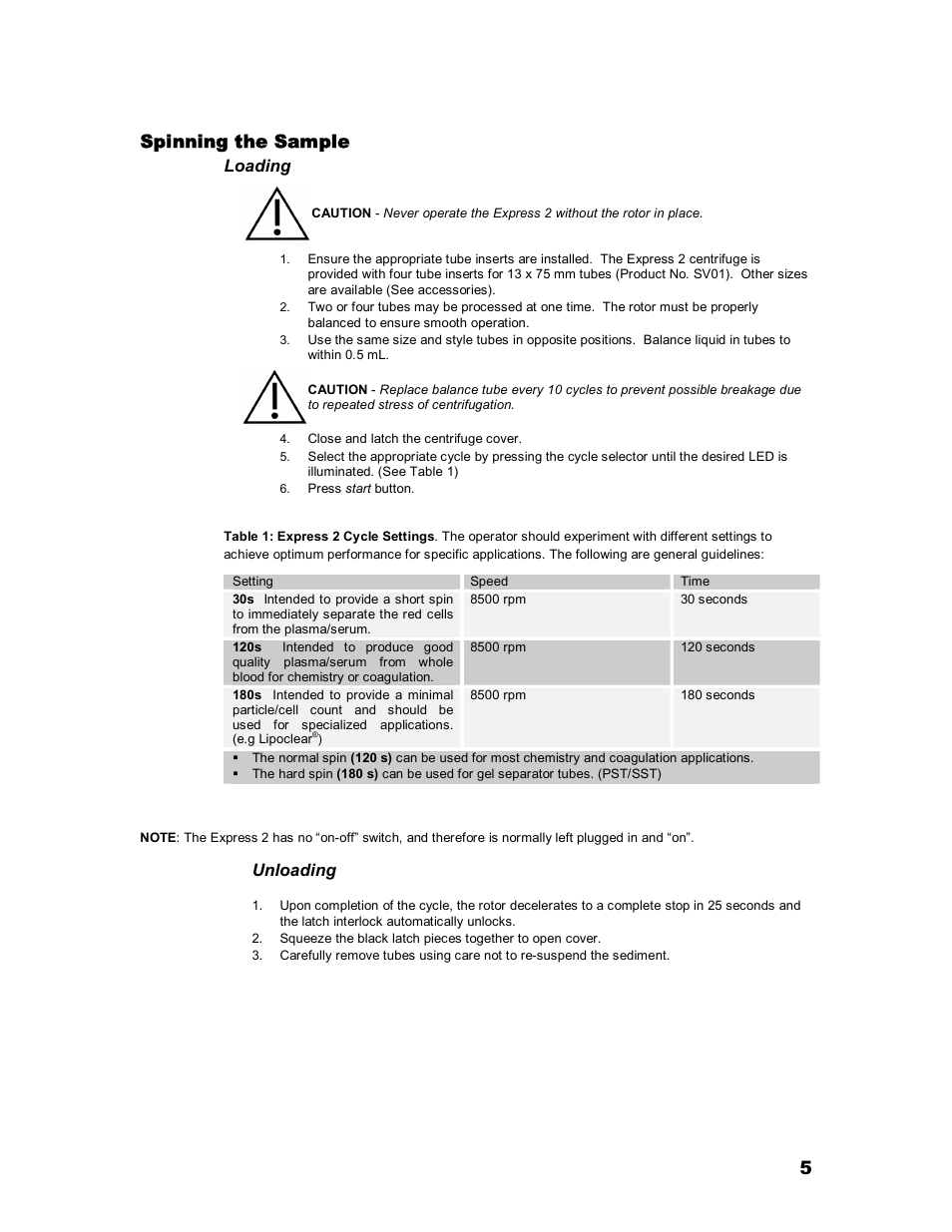 5 spinning the sample | Iris Sample Processing StatSpin® Express 2 Primary Tube Centrifuge User Manual | Page 9 / 15