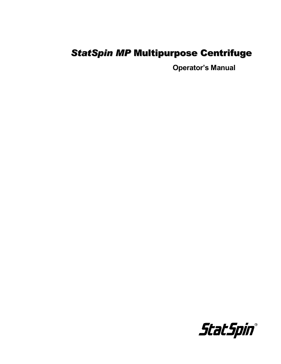 Iris Sample Processing Statspin® MP Multipurpose Centrifuge User Manual | 19 pages