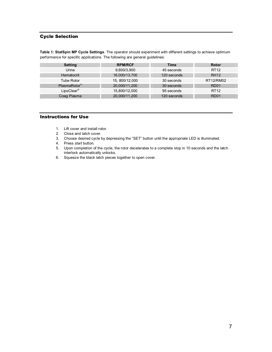 Iris Sample Processing Statspin® MP Multipurpose Centrifuge User Manual | Page 11 / 19