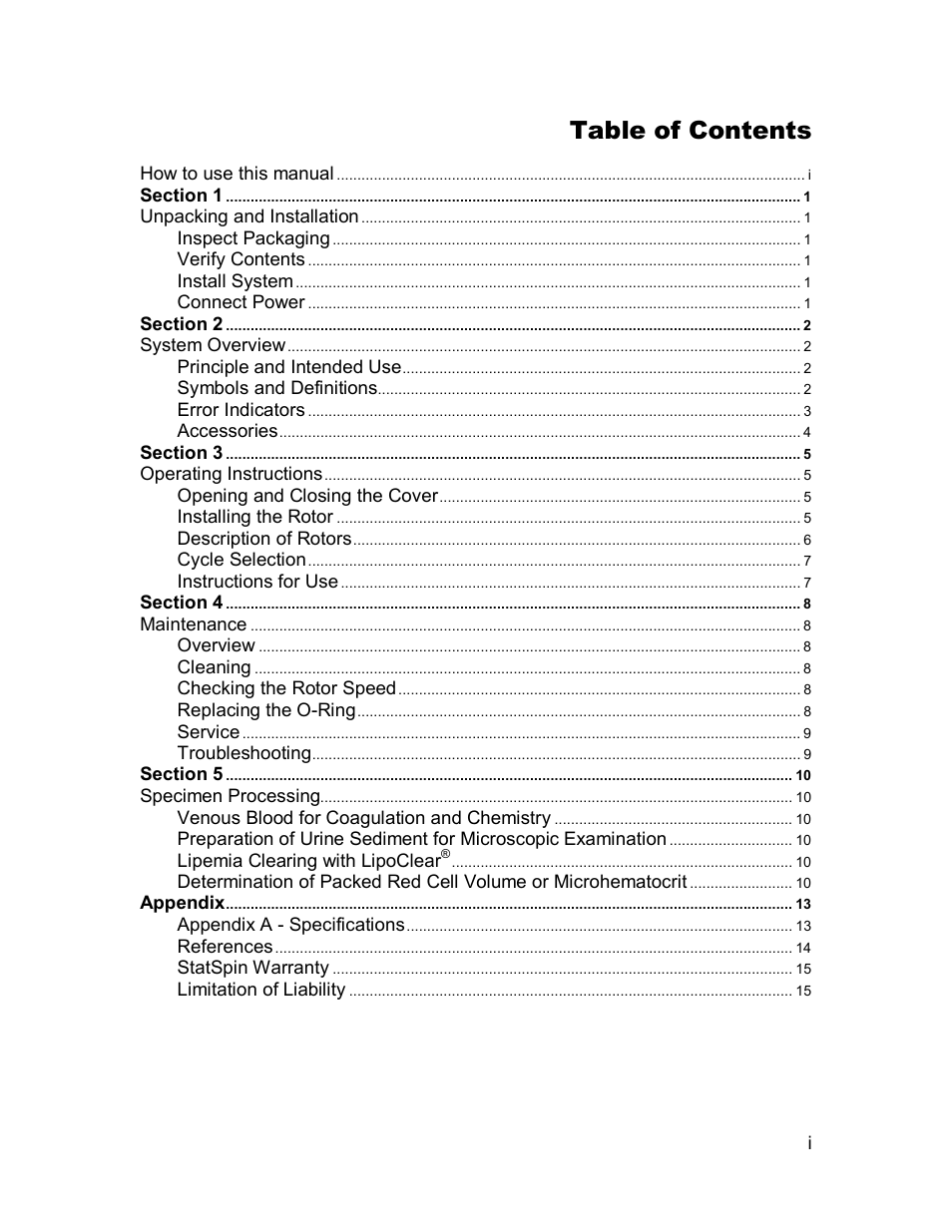 Iris Sample Processing Statspin® MP Multipurpose Centrifuge User Manual | Page 3 / 19