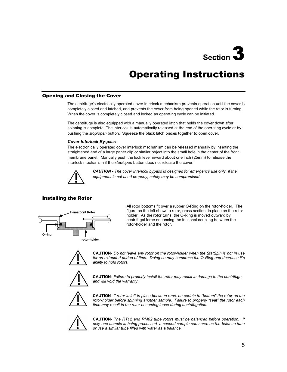 Operating instructions | Iris Sample Processing Statspin® MP Multipurpose Centrifuge User Manual | Page 9 / 19