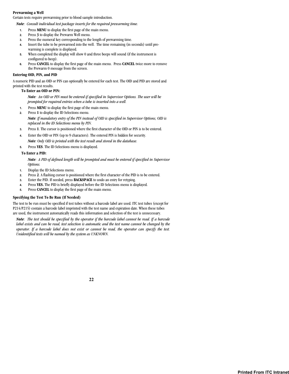 ITC Hemochron Response Whole Blood Coagulation System User Manual | Page 22 / 44