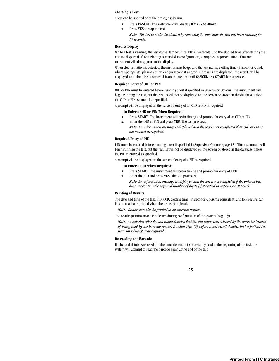 ITC Hemochron Response Whole Blood Coagulation System User Manual | Page 25 / 44