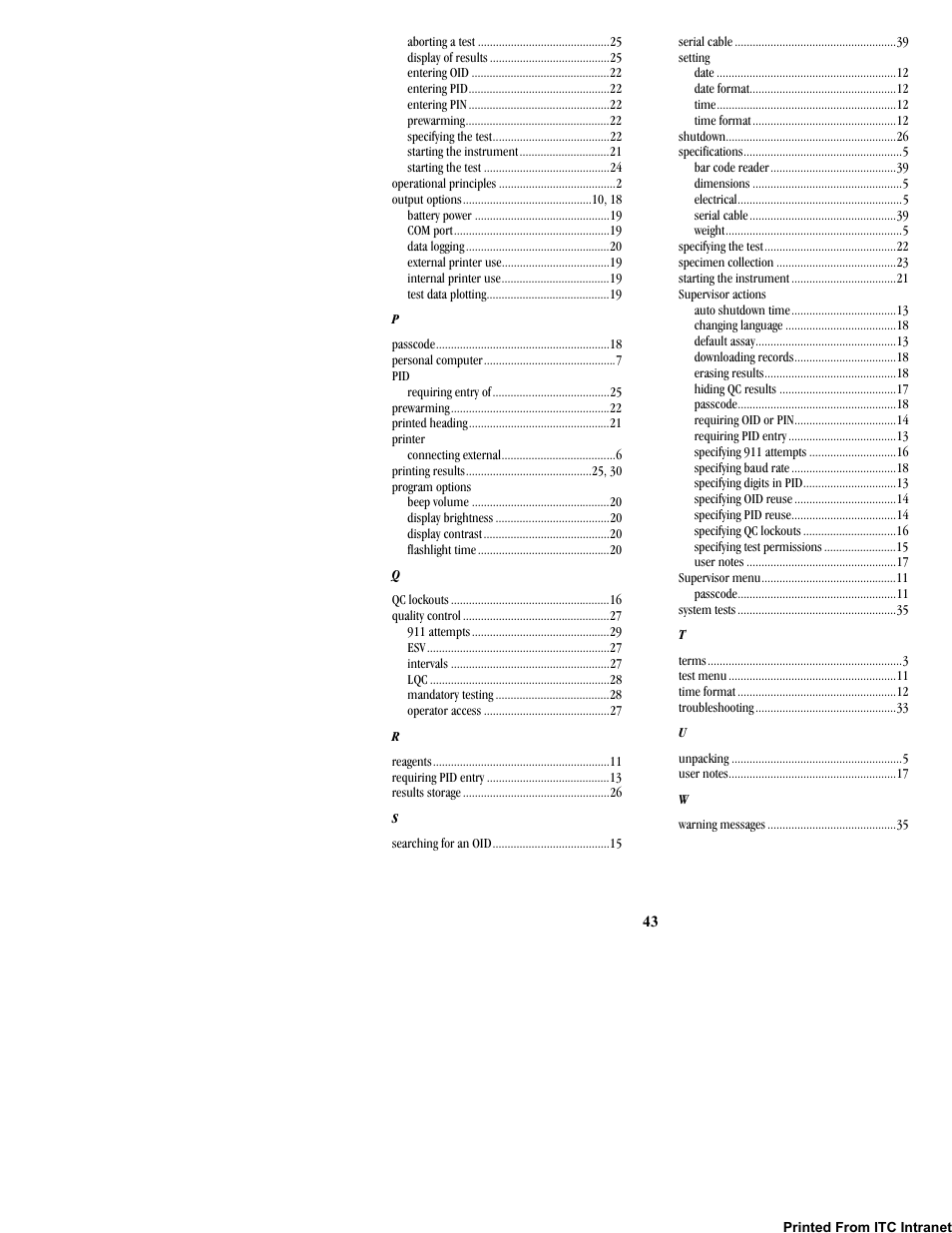 ITC Hemochron Response Whole Blood Coagulation System User Manual | Page 43 / 44