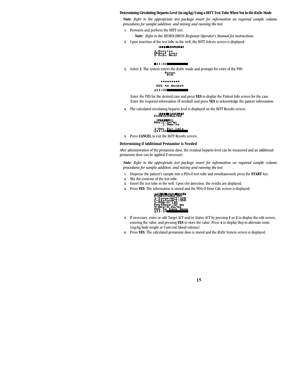 ITC Hemochron Response Whole Blood Coagulation System User Manual | Page 15 / 24