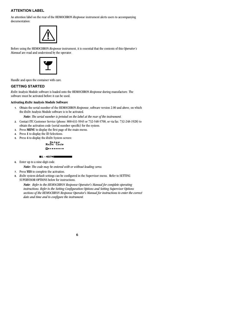 ITC Hemochron Response Whole Blood Coagulation System User Manual | Page 6 / 24