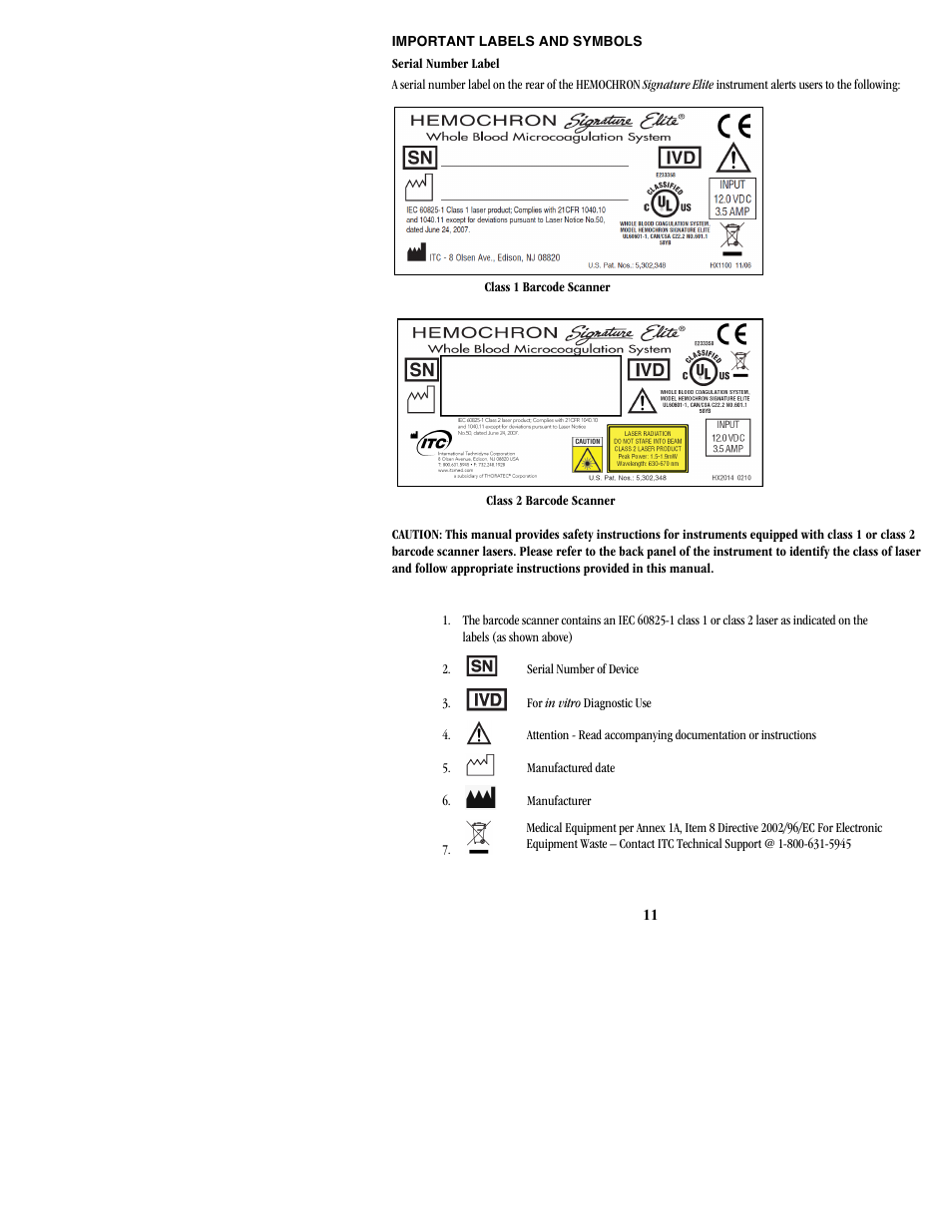 ITC Hemochron Signature Elite Whole Blood Microcoagulation System User Manual | Page 11 / 84