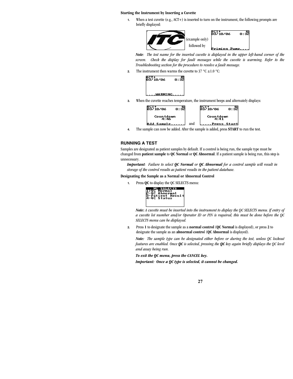 ITC Hemochron Signature Elite Whole Blood Microcoagulation System User Manual | Page 27 / 84
