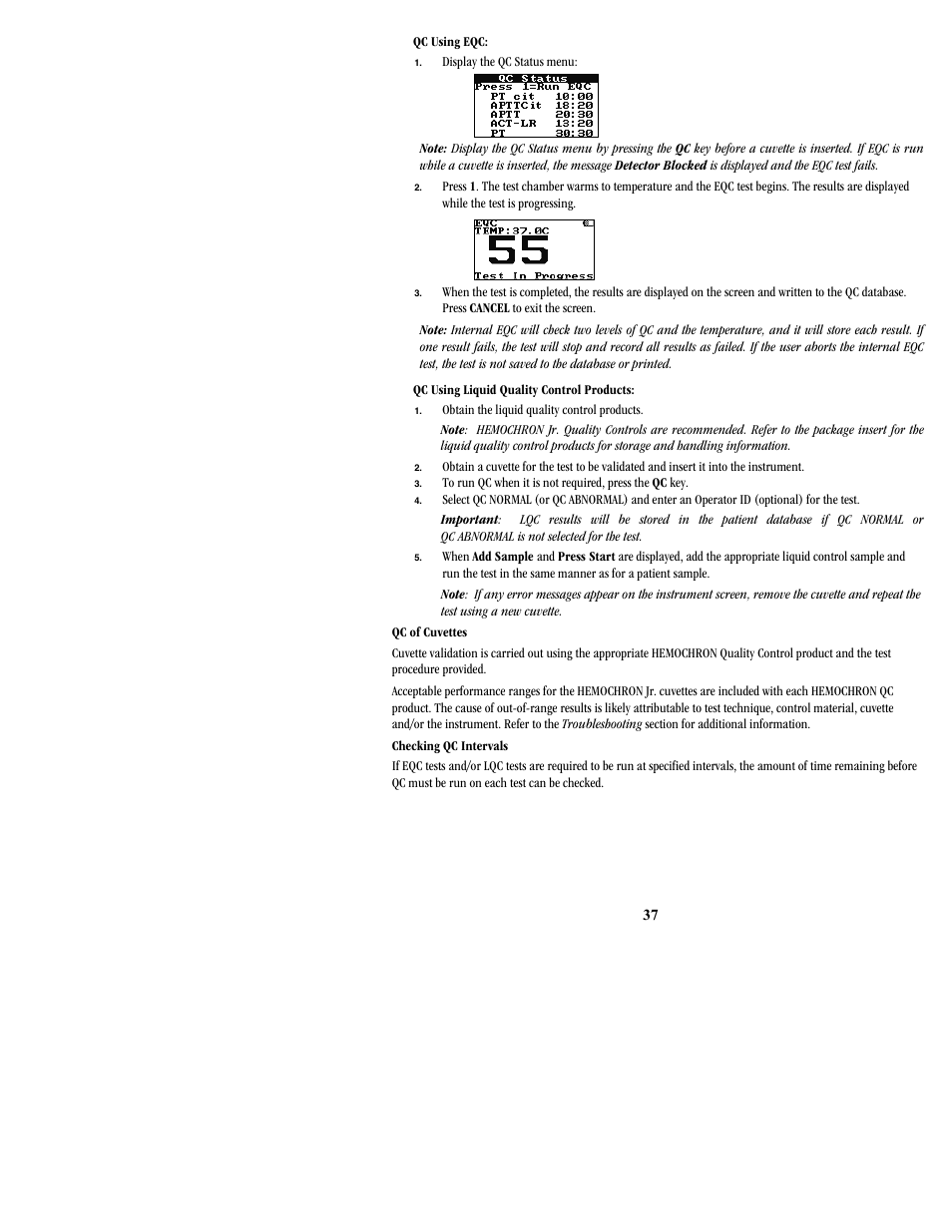 ITC Hemochron Signature Elite Whole Blood Microcoagulation System User Manual | Page 37 / 84