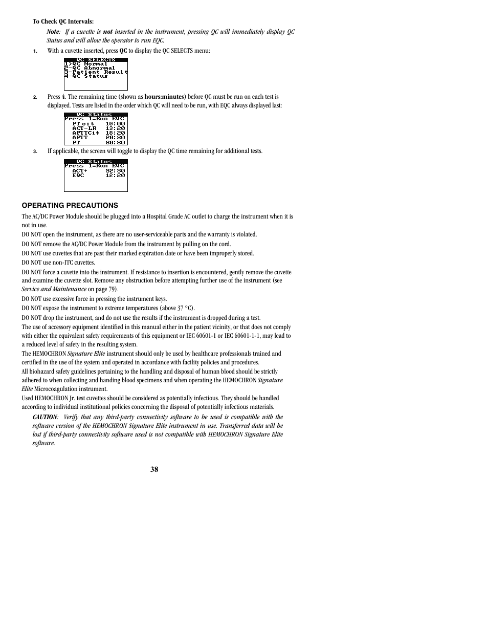 ITC Hemochron Signature Elite Whole Blood Microcoagulation System User Manual | Page 38 / 84