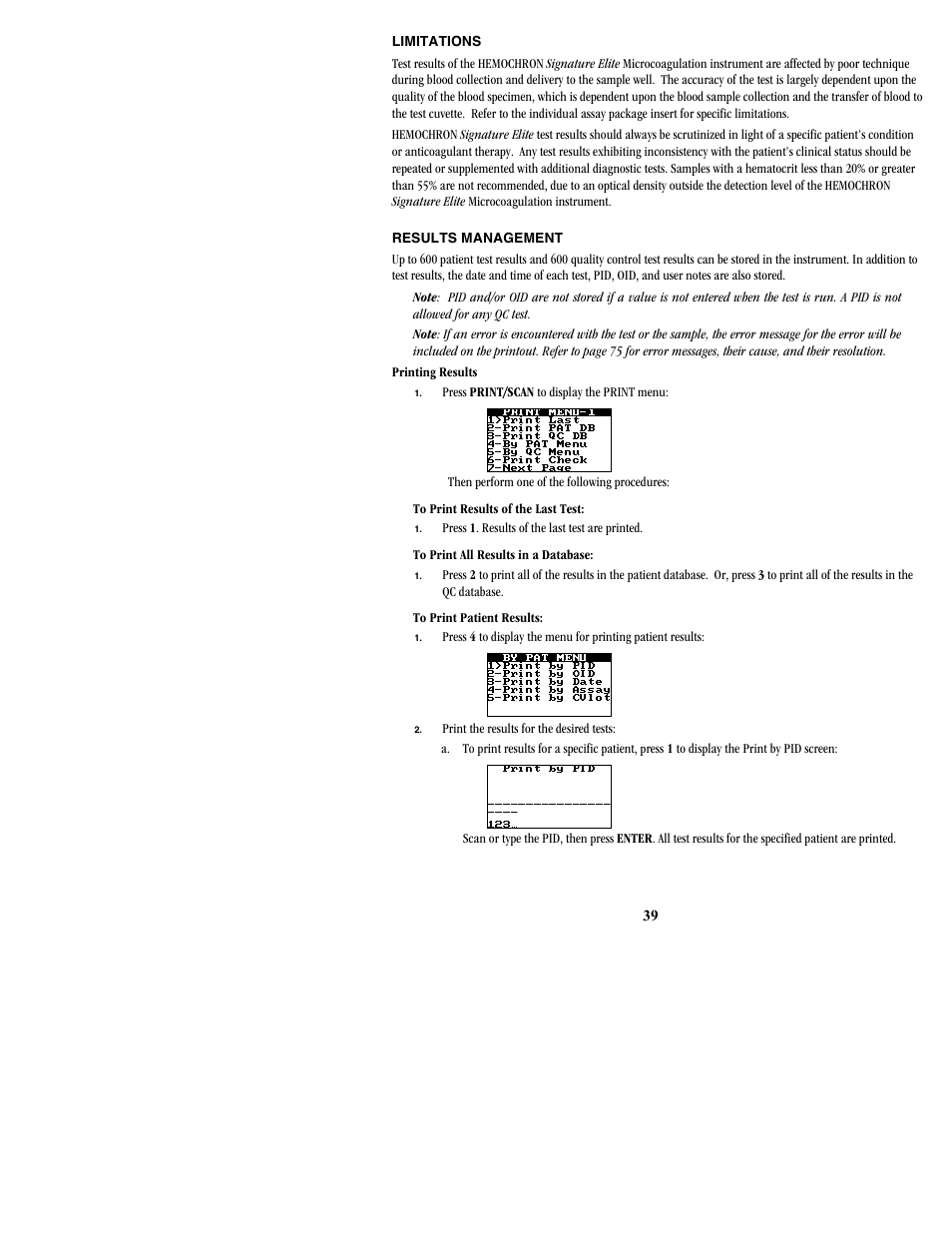 ITC Hemochron Signature Elite Whole Blood Microcoagulation System User Manual | Page 39 / 84