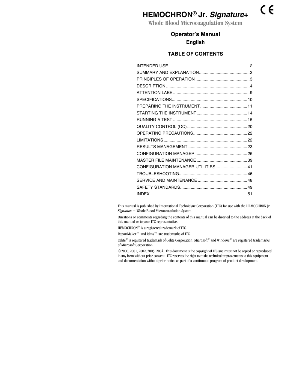 ITC Hemochron Signature+ Whole Blood Microcoagulation System User Manual | 52 pages