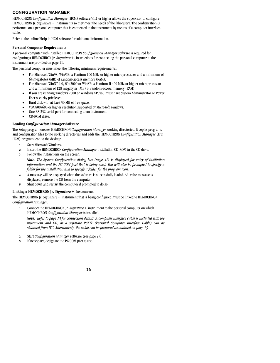 Configuration manager | ITC Hemochron Signature+ Whole Blood Microcoagulation System User Manual | Page 26 / 52