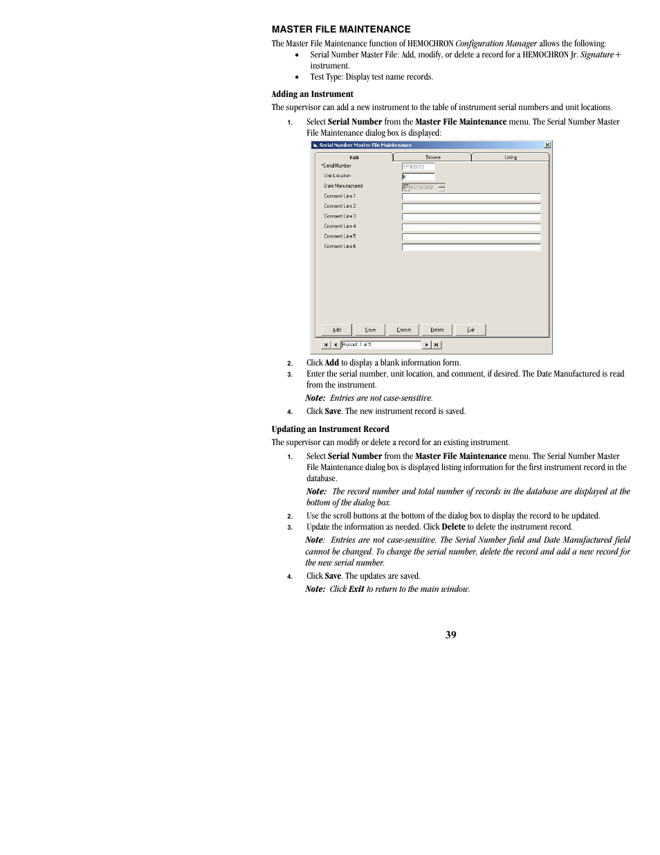 Master file maintenance | ITC Hemochron Signature+ Whole Blood Microcoagulation System User Manual | Page 39 / 52