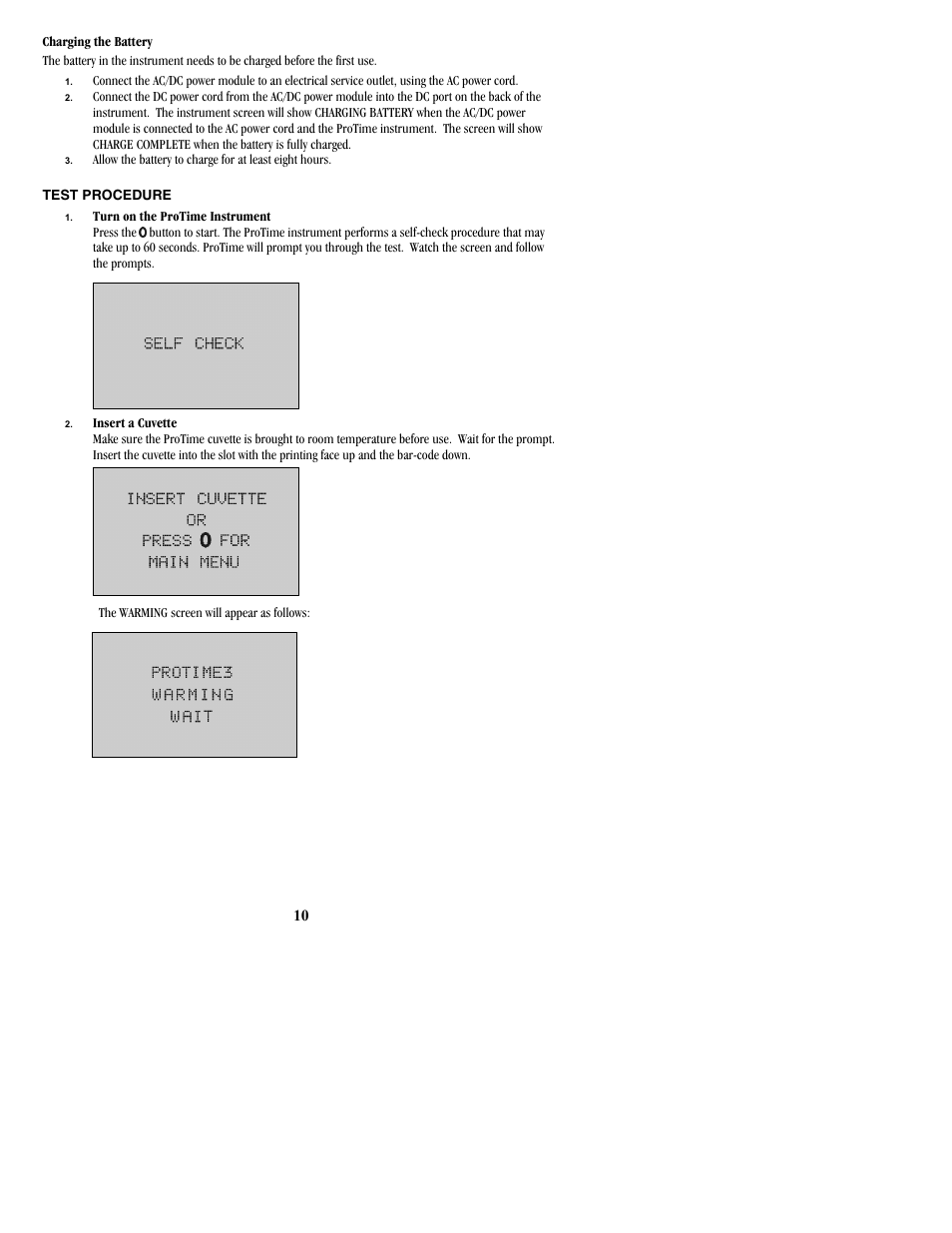 Test procedure | ITC ProTime Microcoagulation System User Manual | Page 10 / 40