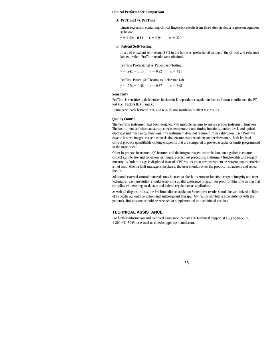 Technical assistance | ITC ProTime Microcoagulation System User Manual | Page 23 / 36